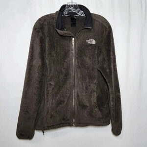 The North Face Women's Size Large Brown Zip Up Jacket Fall Soft Plush